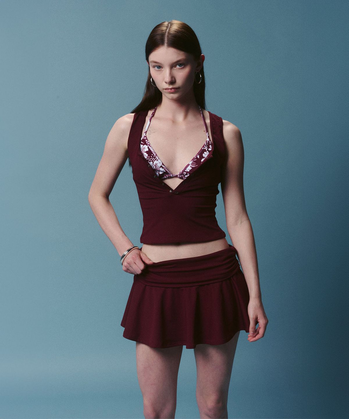 딜라잇풀(DELIGHTPOOL) Gia Water Skirt - Bordeaux