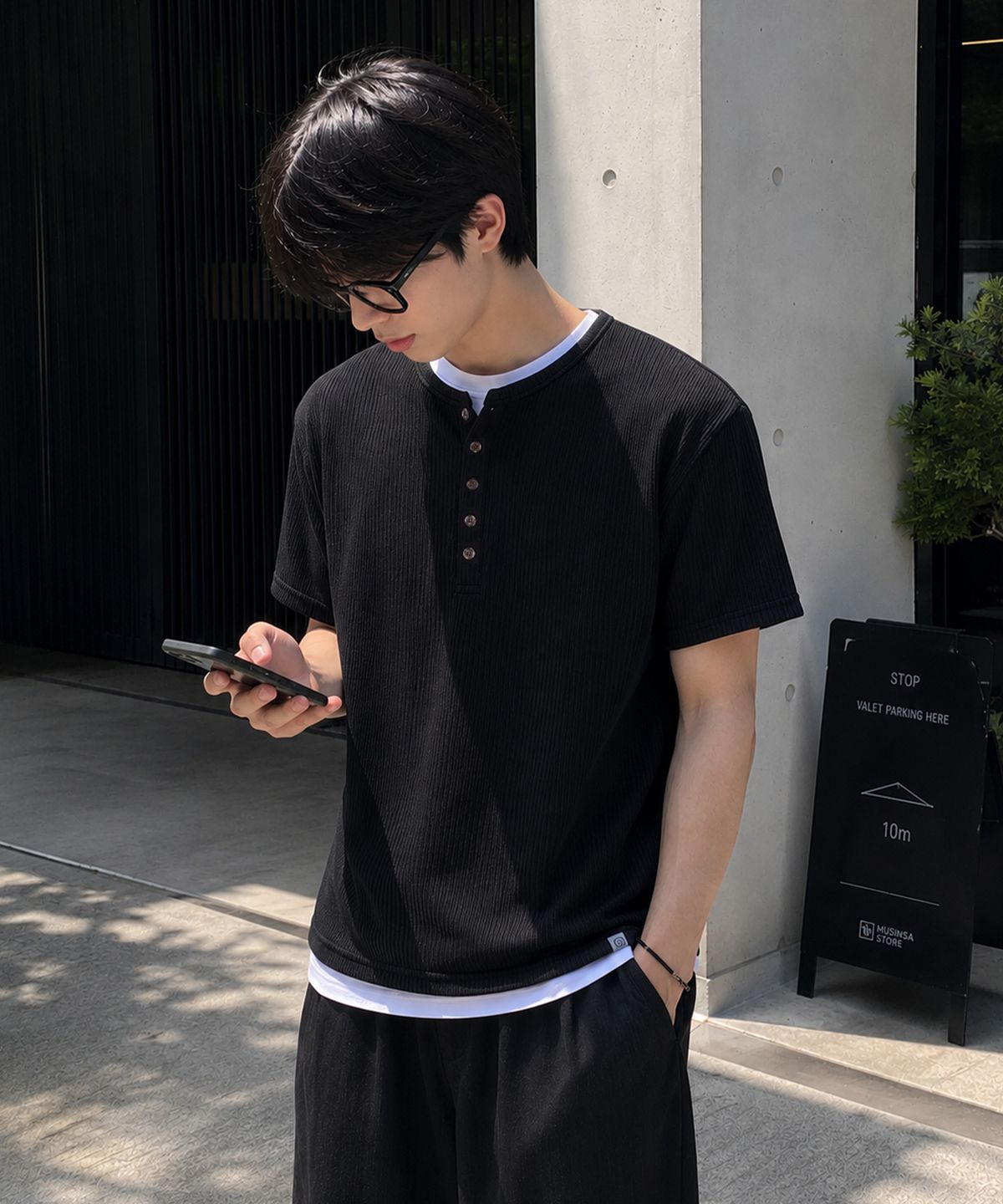앨빈클로(ALVINCLO) 골지 5버튼 헨리넥 크롭 반팔티 AST3683 (4COLOR)
