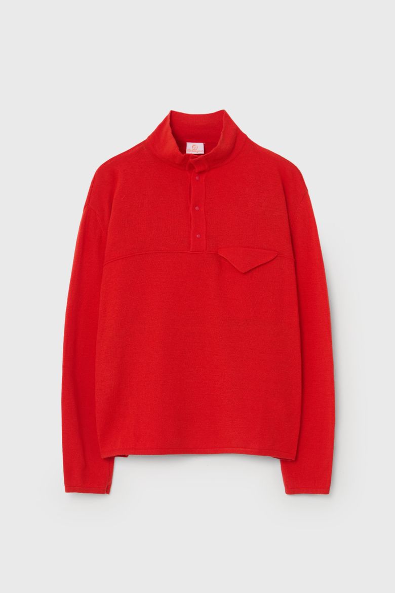 CASHMERE SNAP PULLOVER KNIT (RED)