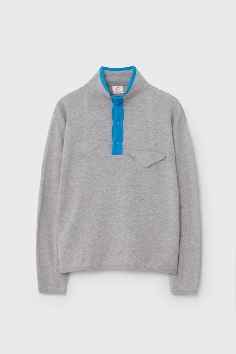 CASHMERE SNAP PULLOVER KNIT (GREY)