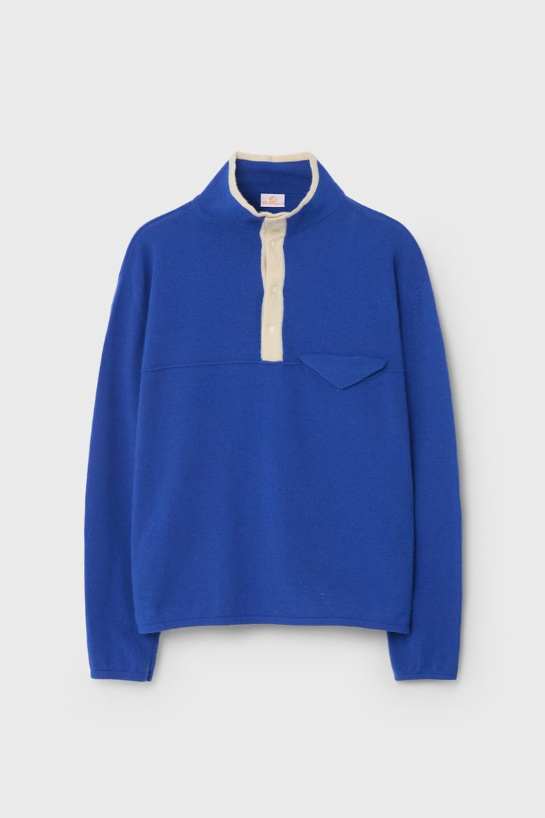 CASHMERE SNAP PULLOVER KNIT (BLUE)