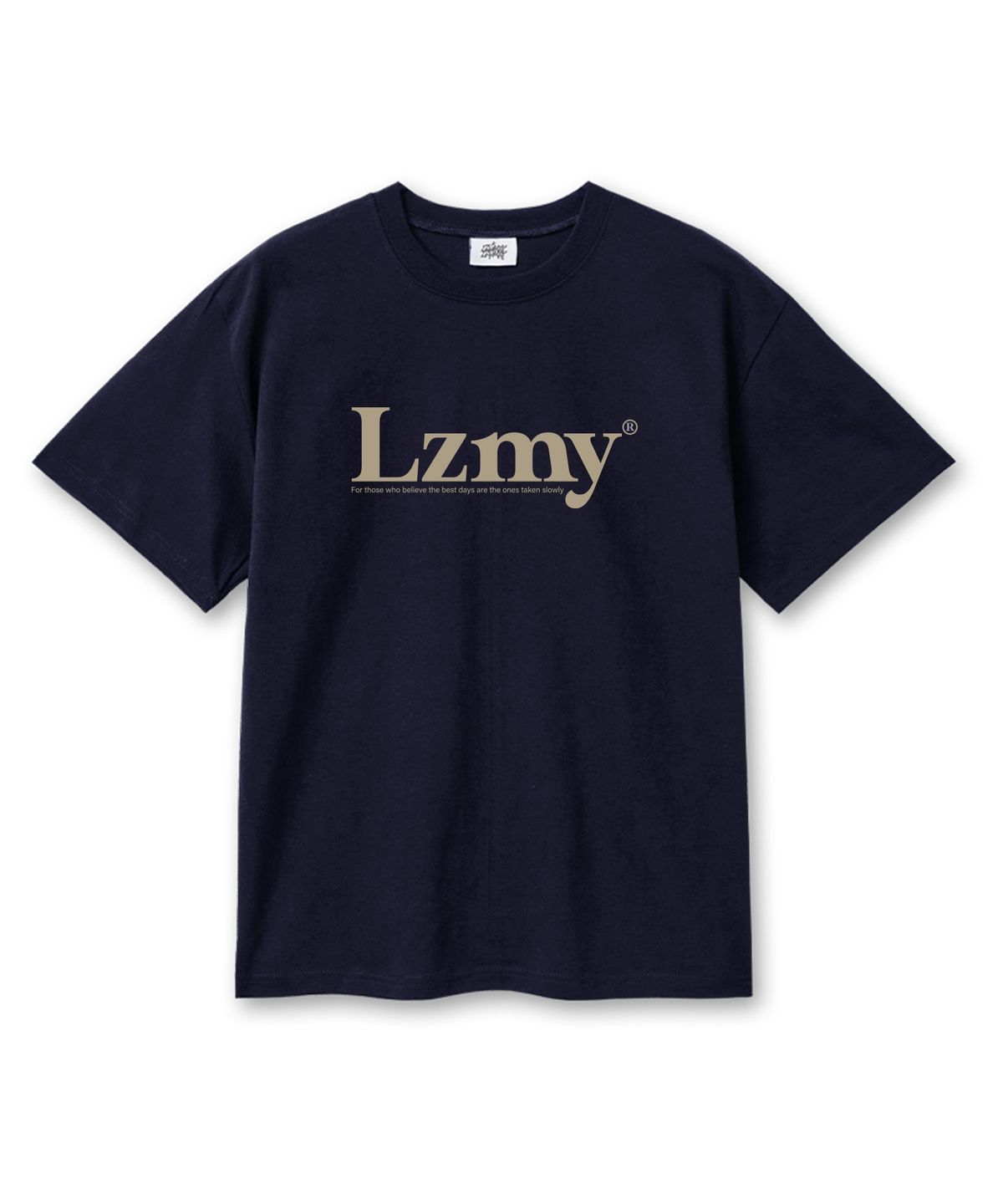 레이지메리(LAZYMERRY) LZMY로고 20수 코튼 오버핏 반팔티셔츠 네이비