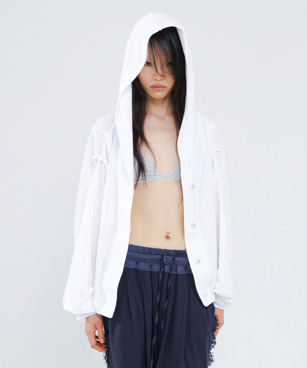 웻태그(WET TAG) GATHERED VOLUME HOODED JACKET WHITE