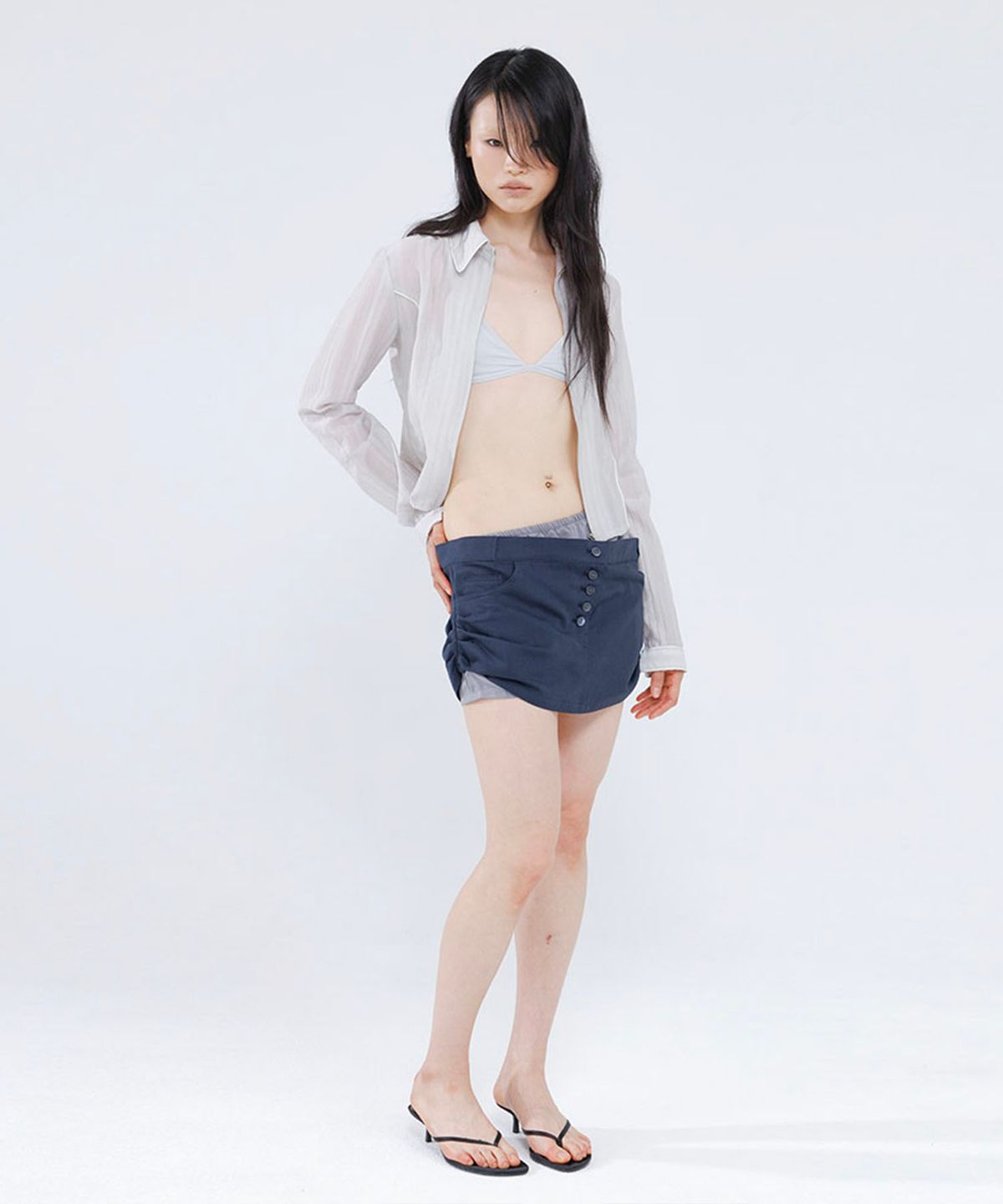 웻태그(WET TAG) ASYMMETRIC LAYERED SKORT NAVY