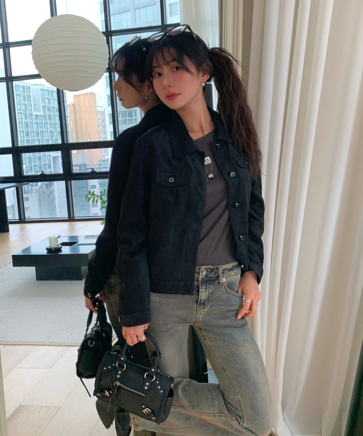 미쏘(MIXXO) 지퍼 스터드 미니 토트백_MIABKG716C MIABKG91QC
