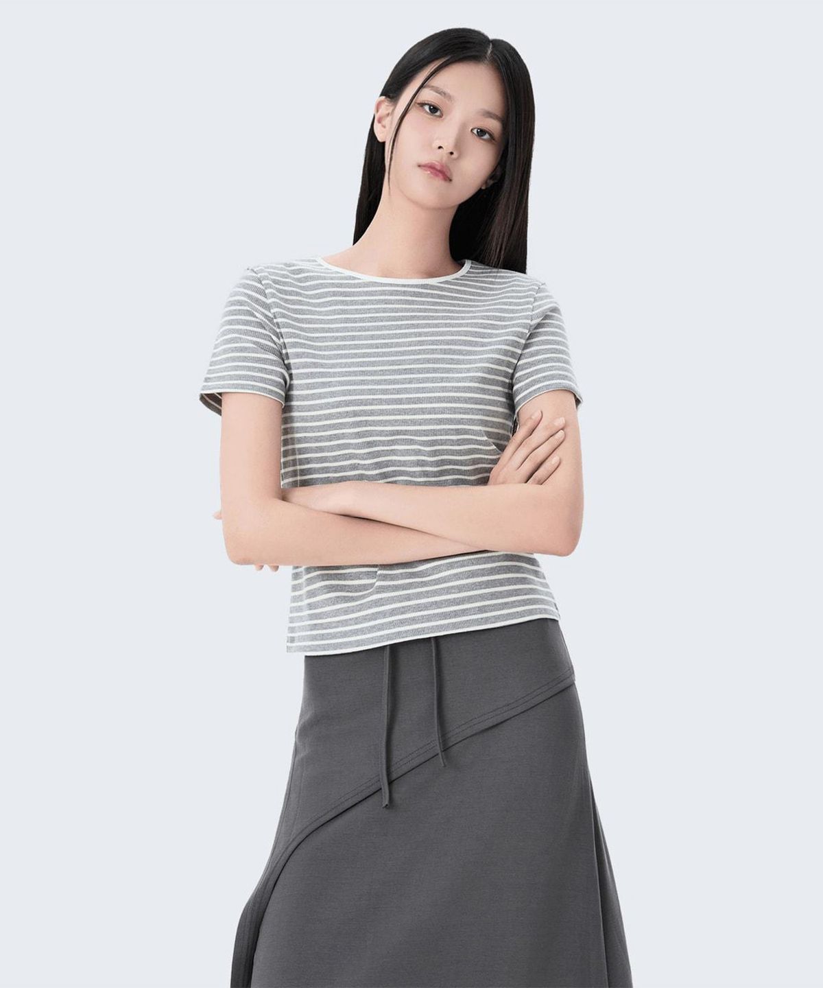미쏘(MIXXO) 스트라이프 반팔 티셔츠_MIWHWG81AA