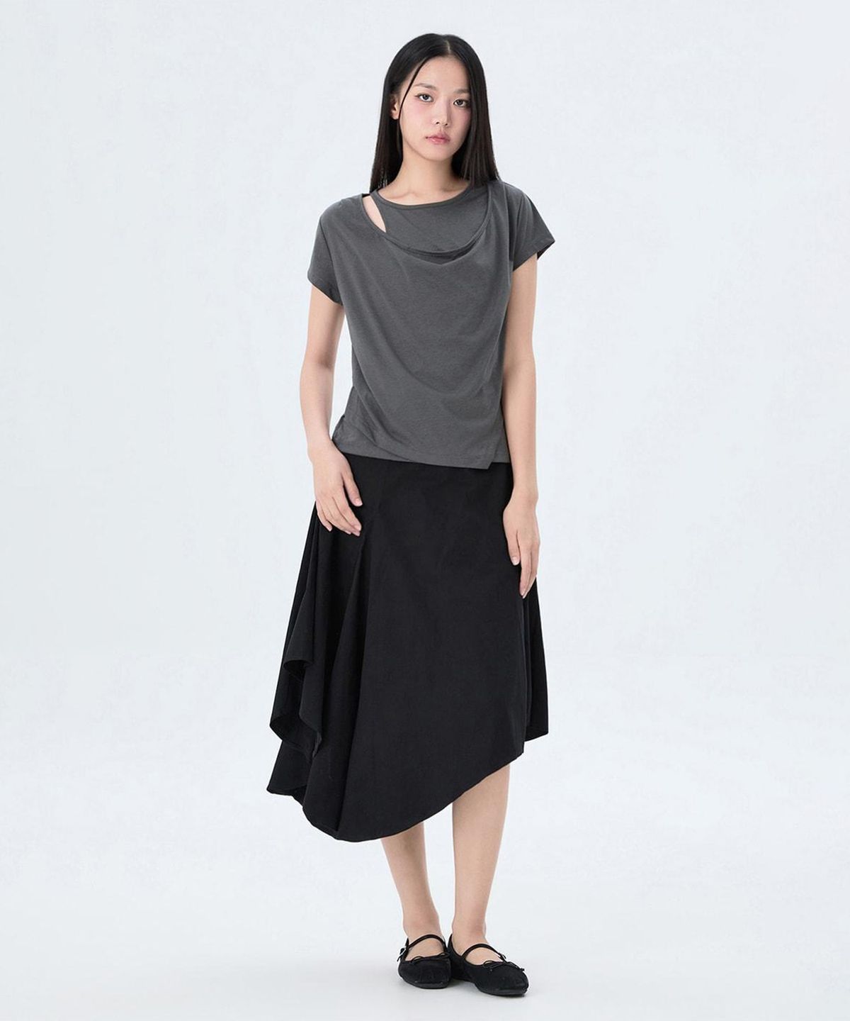 미쏘(MIXXO) 언발 스커트_MIWWHG92TS