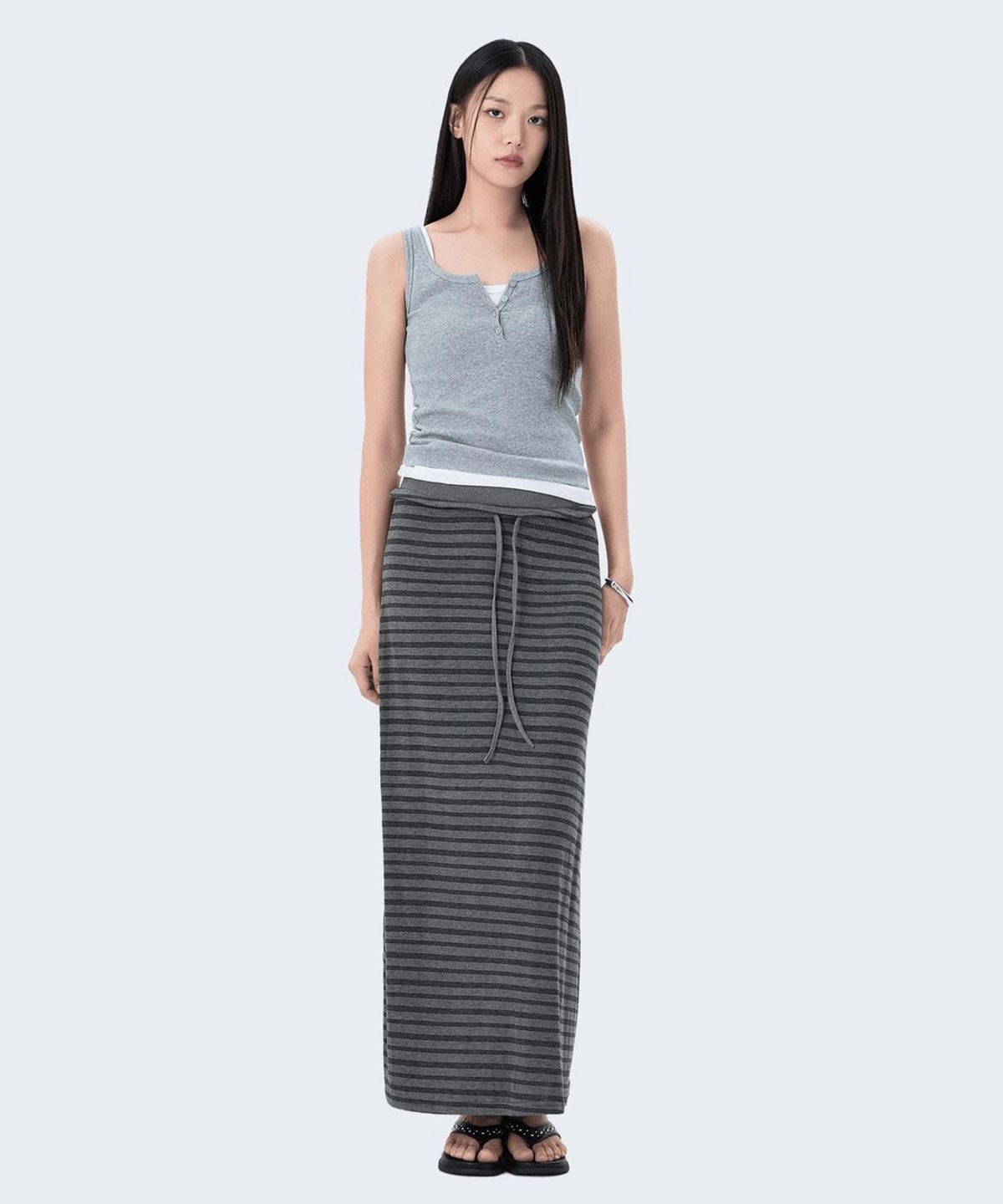 미쏘(MIXXO) 스트라이프 밴딩 스커트_MIWWMG91SS