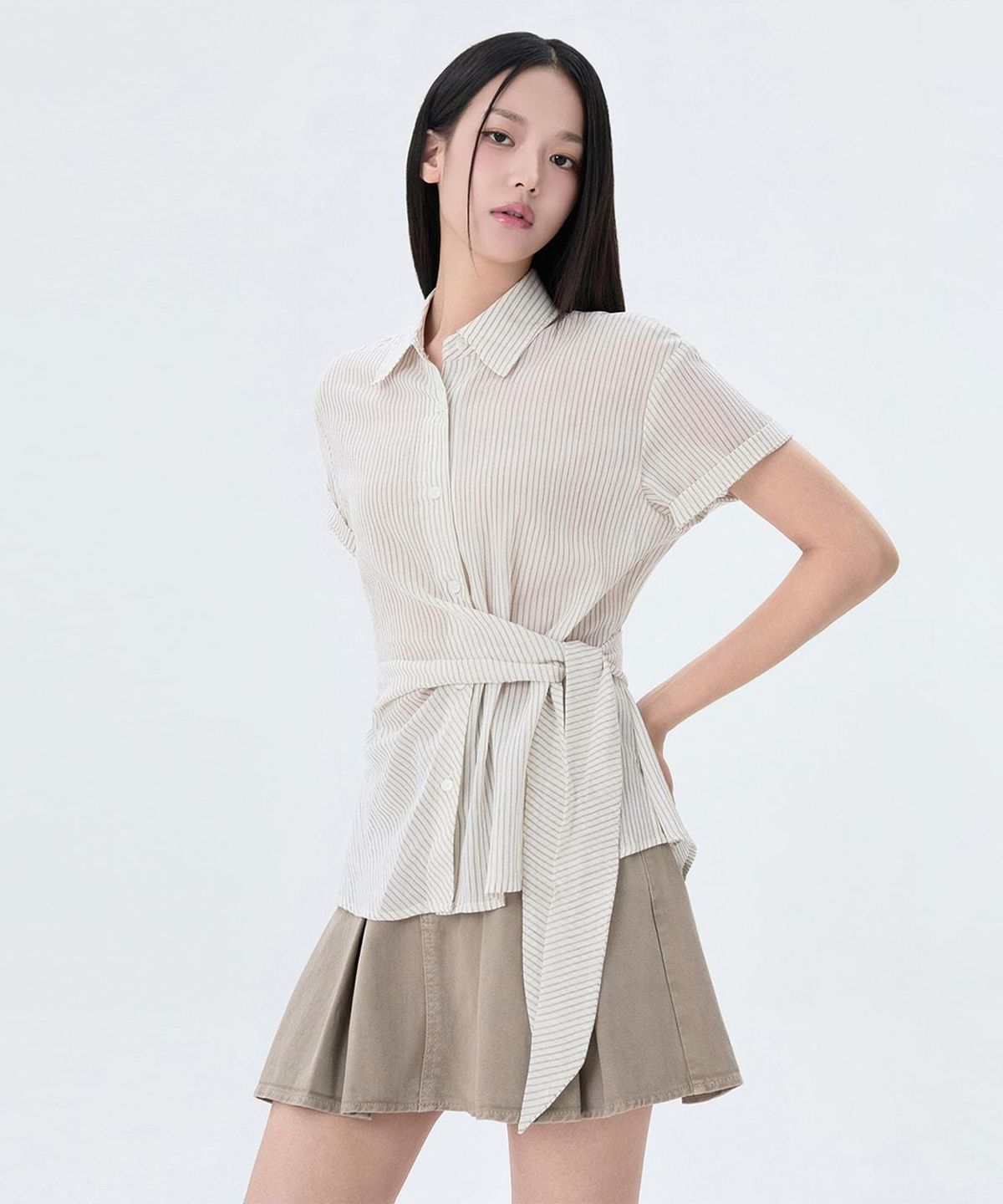 미쏘(MIXXO) 랩 디테일 반팔 셔츠 RE YAG601B_MIWYAG92QG