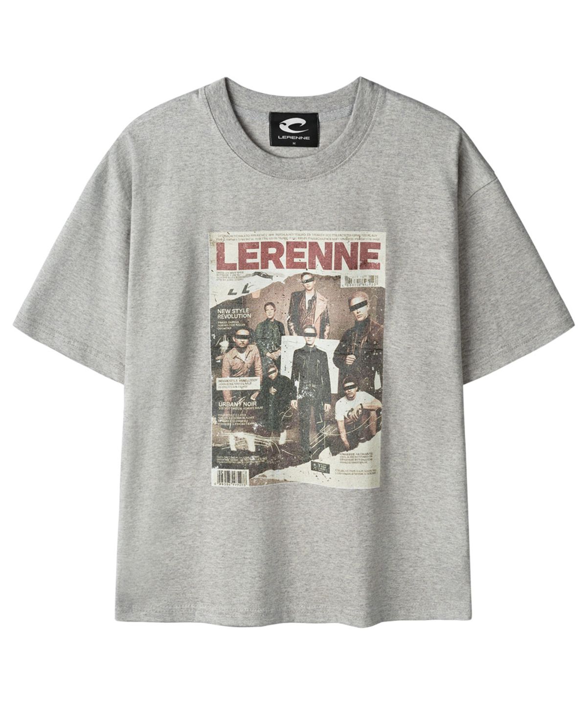 르렌느(LERENNE) Magazine Printed T-Shirt - Grey