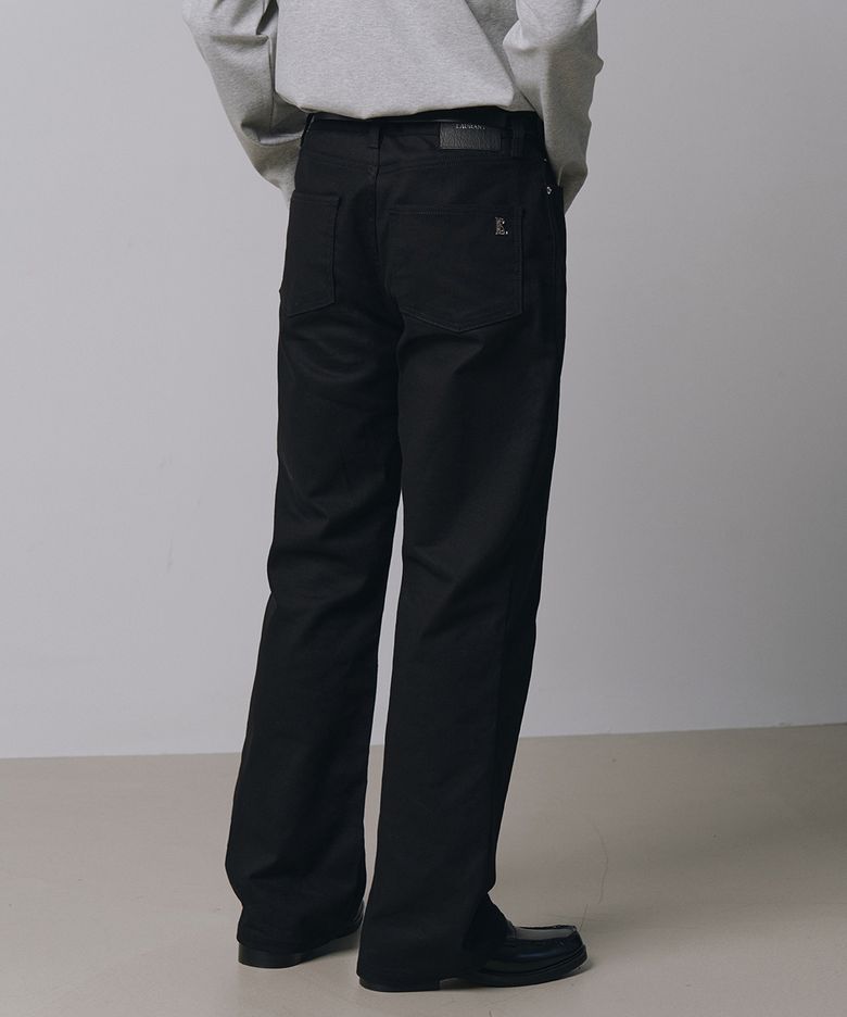 Semi flare cotton pants(Black)