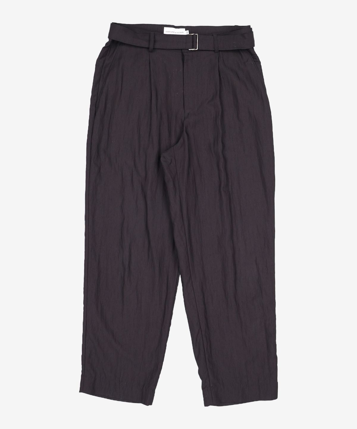 커스텀어클락(COSTUME O’CLOCK) 벨트 원턱 크롭 슬랙스 블랙 COOSPT174BLACK 30