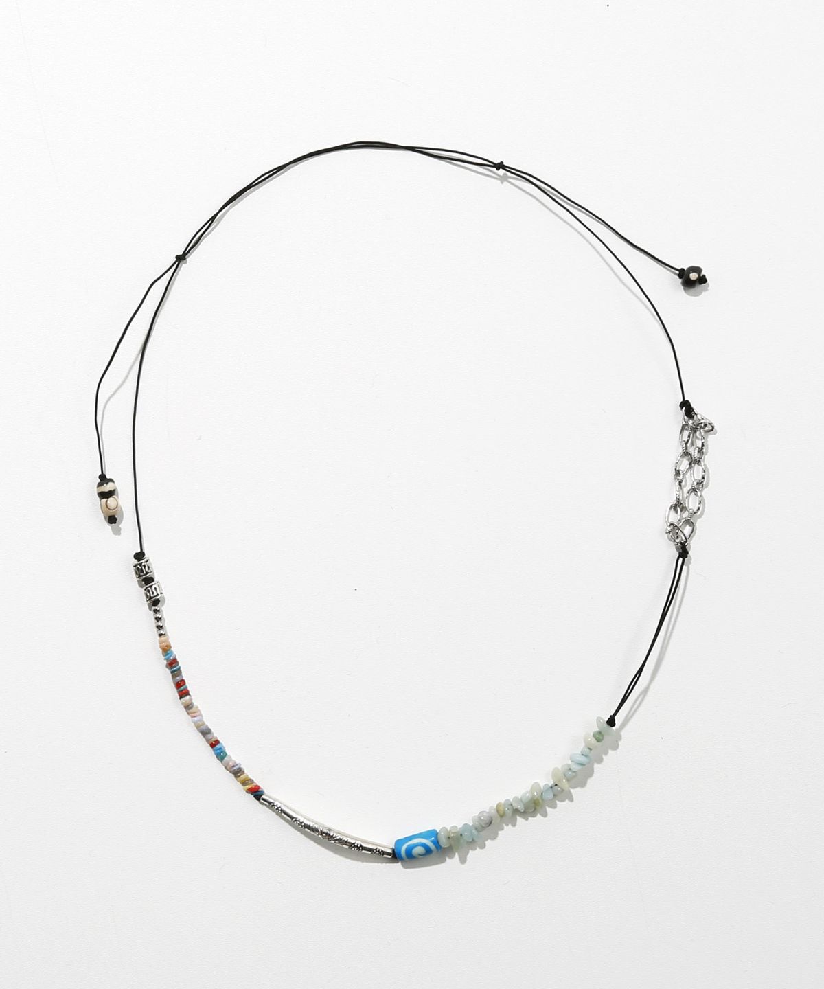 키지코(KIJIKO) ke908. Nomad Mix Beads Necklace Aqua Blue