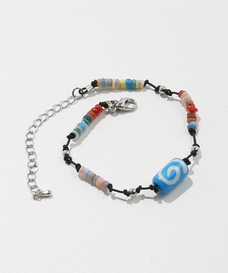 ke909. Nomad Mix Beads Bracelet Aqua Blue