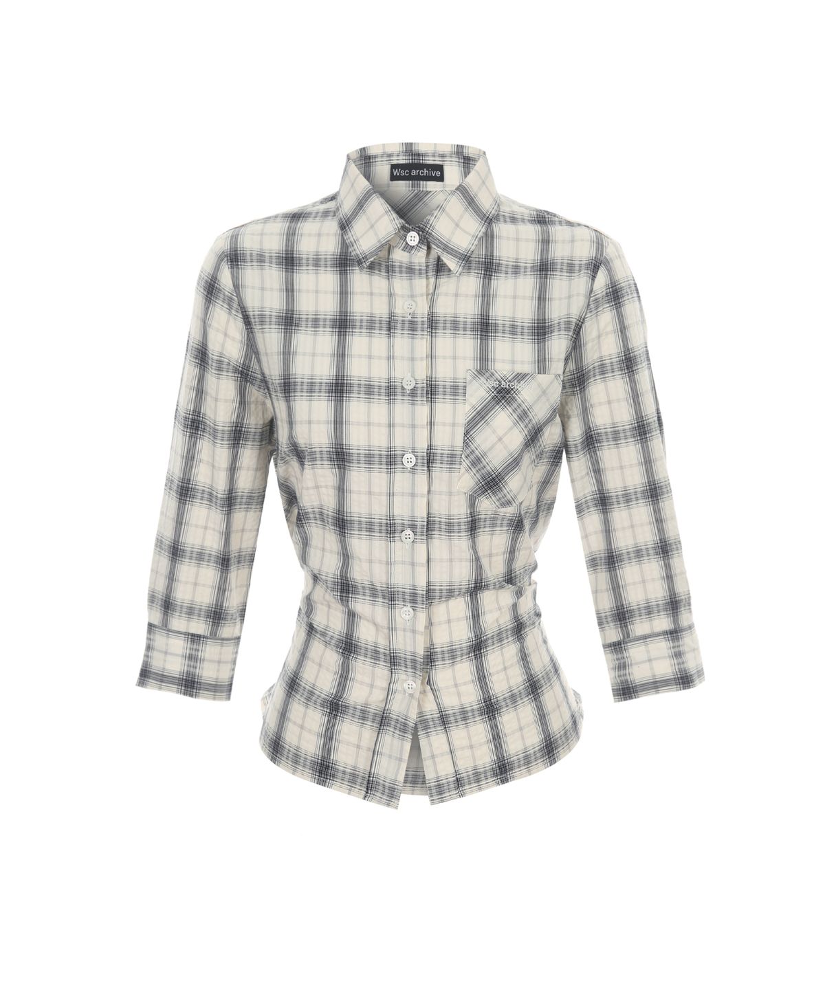 더블에스씨 아카이브(WSC ARCHIVE) 3/4 Check tied shirt 002