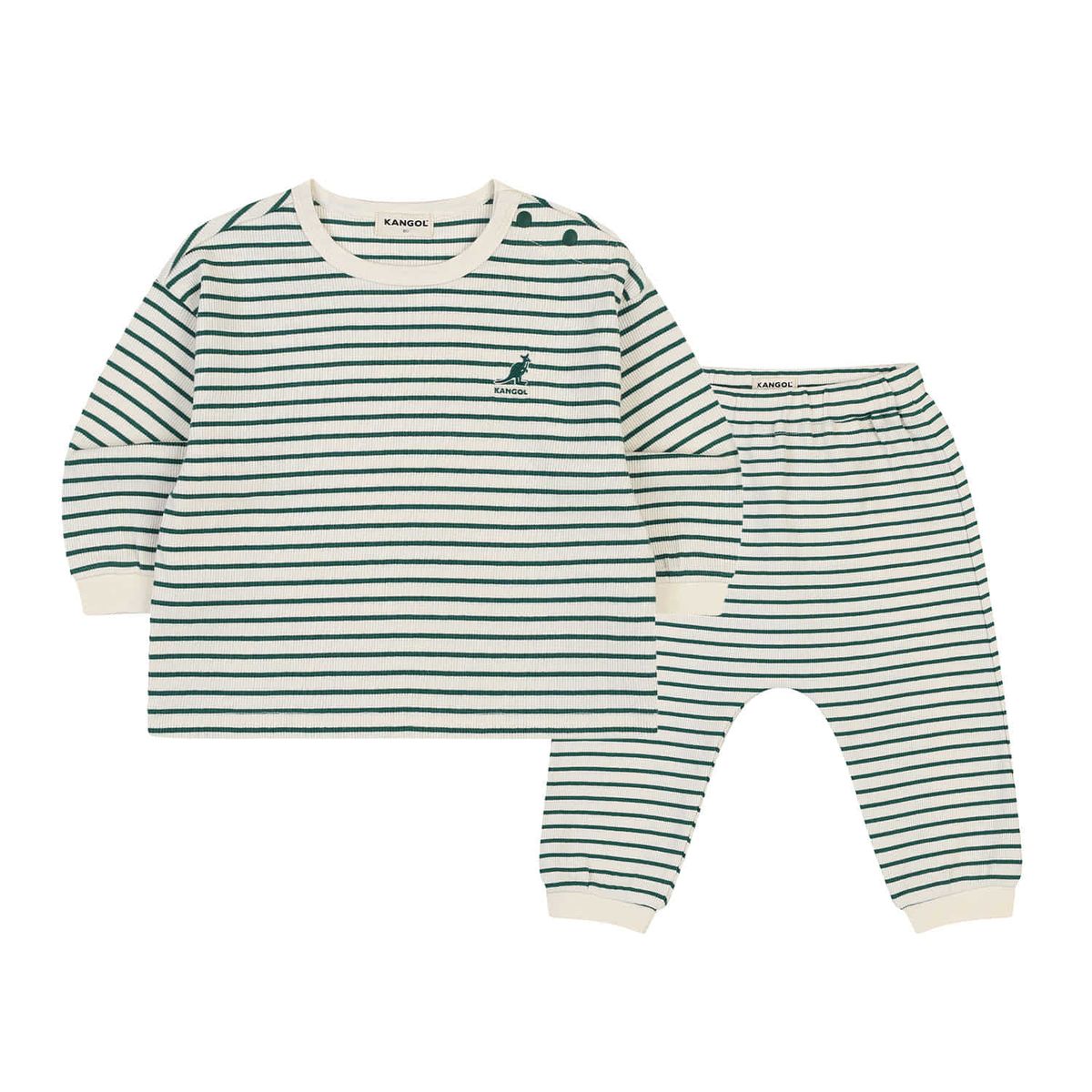 캉골키즈(KANGOL KIDS) [베이비] 리브드 스트라이프 세트웨어 SC 0A01 그린