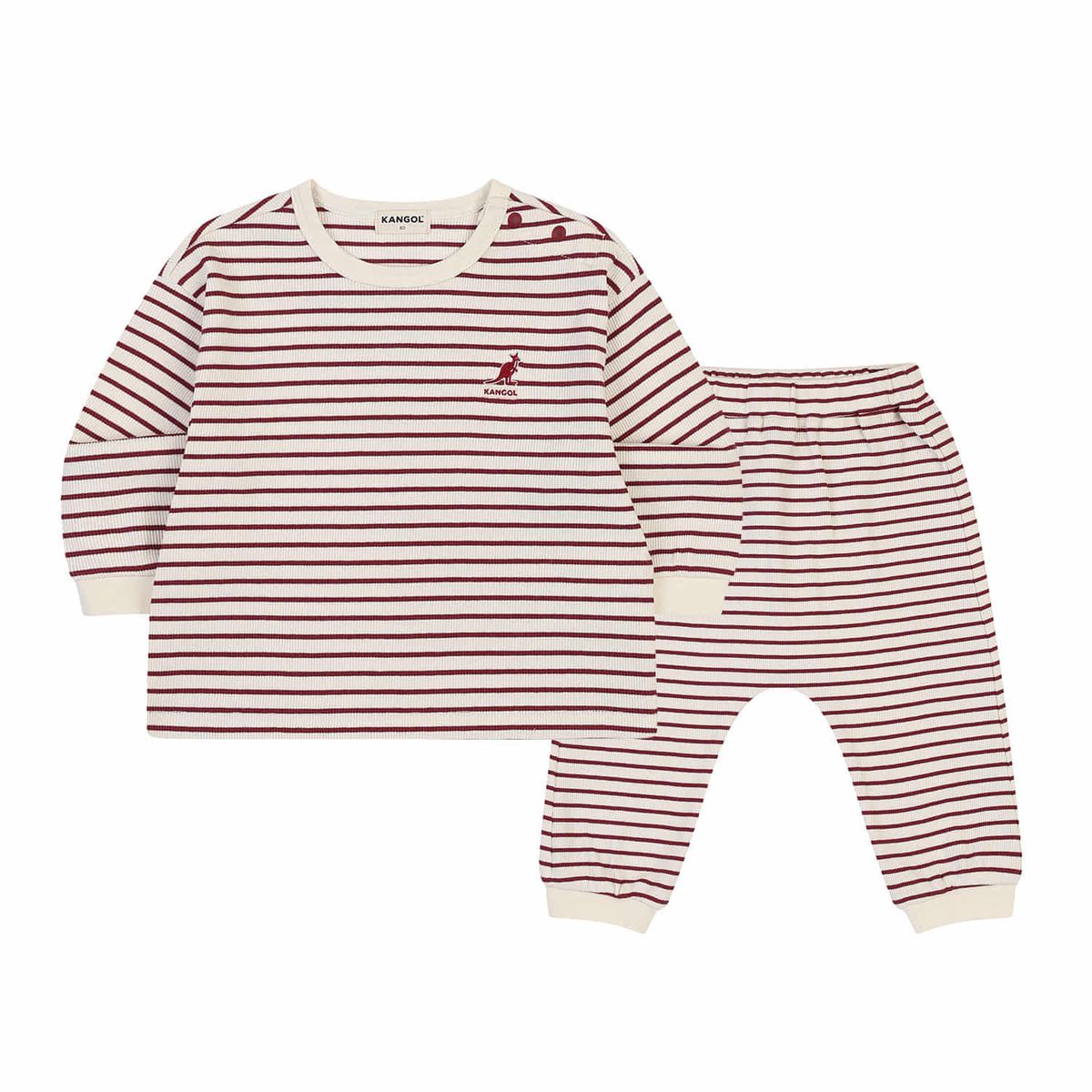 캉골키즈(KANGOL KIDS) [베이비] 리브드 스트라이프 세트웨어 SC 0A01 버건디