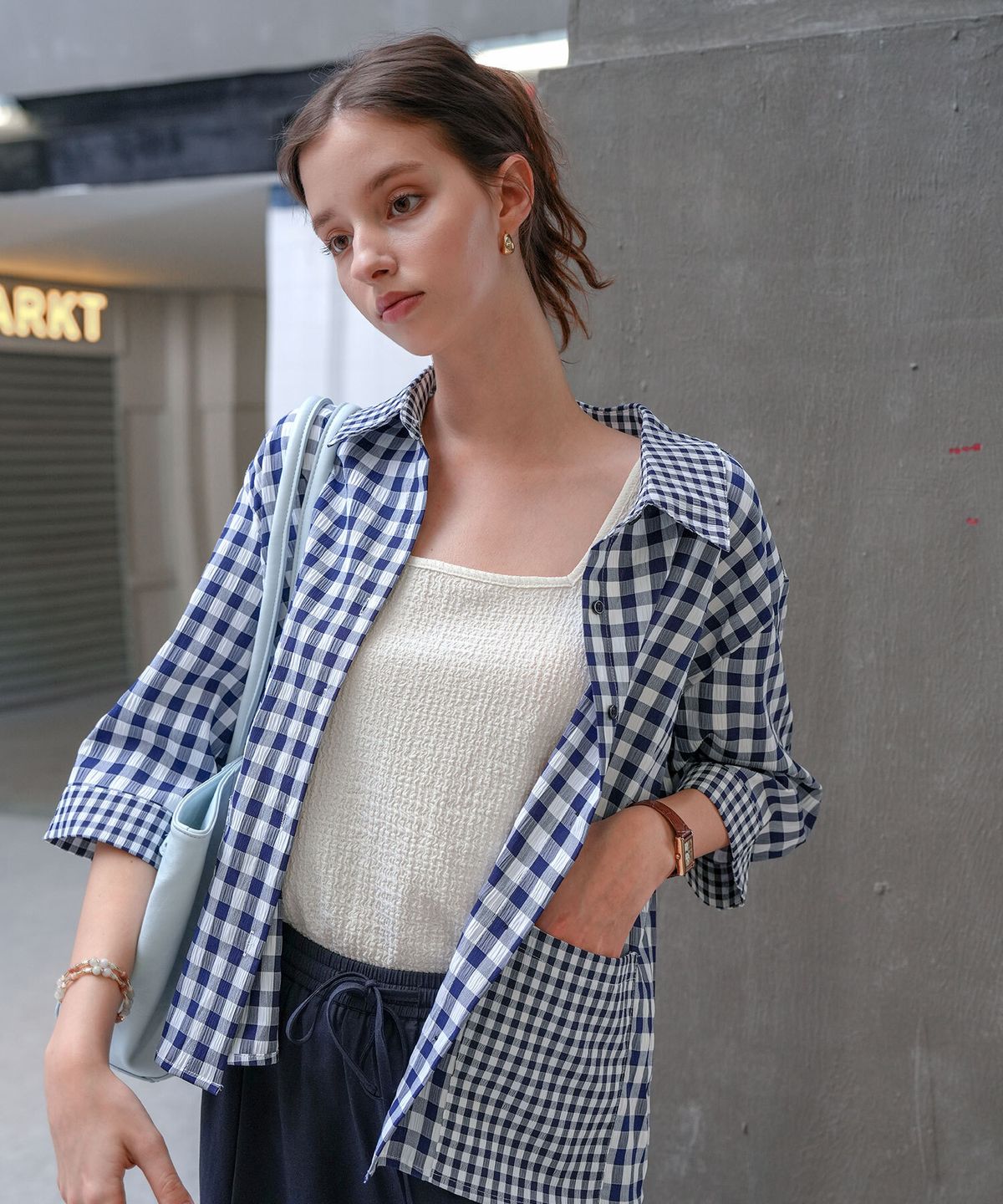 피그먼트(PIGMENT) 시어서커믹스고방자켓 (KYNB2605002)