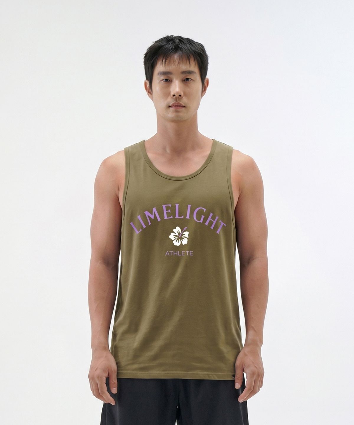 라임라잇 어패럴(LIMELIGHT APPAREL) 아치 로고 히비스커스 슬리브리스 (카키/라벤더)
