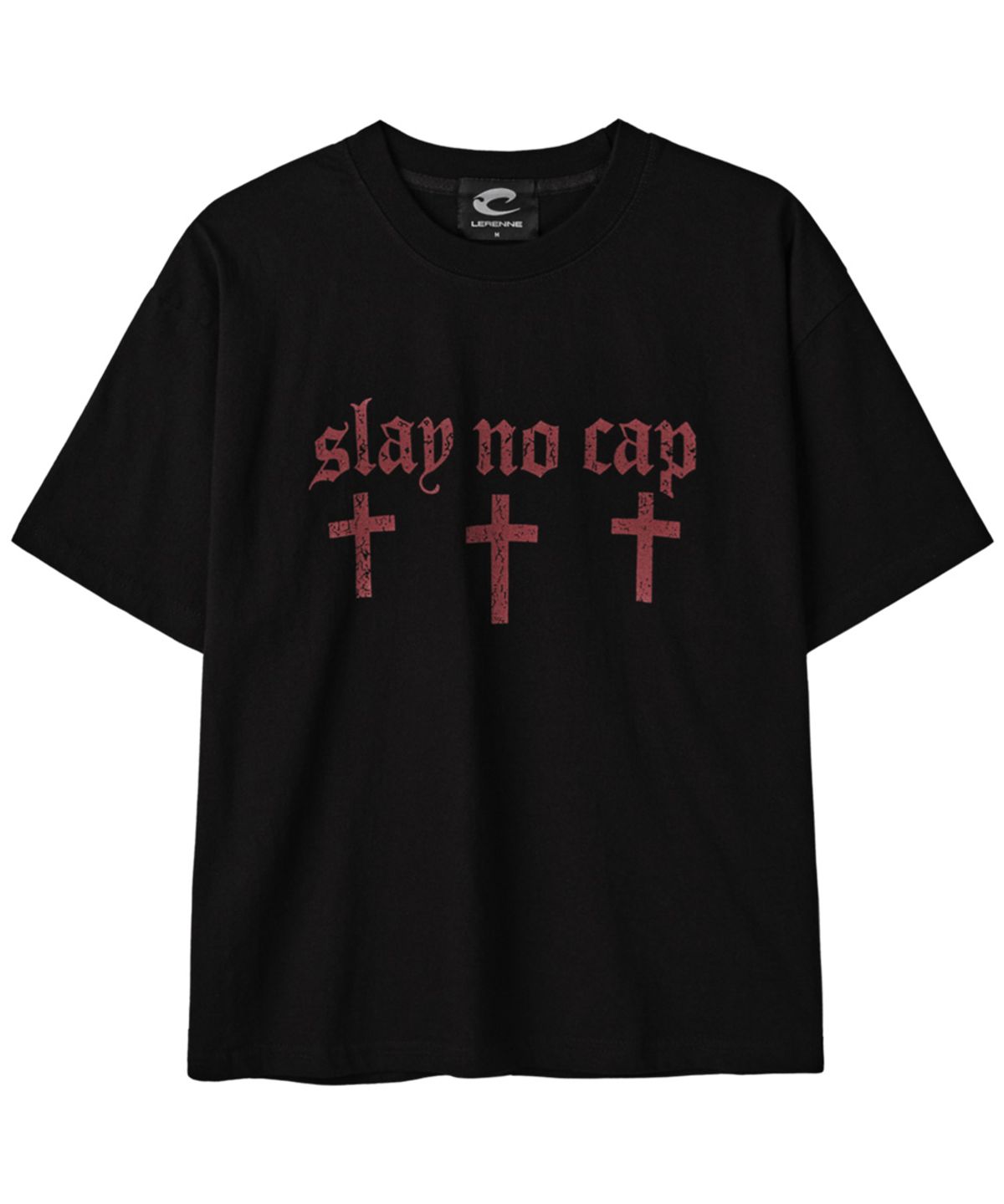 르렌느(LERENNE) Three Cross Crop T-Shirt - Black