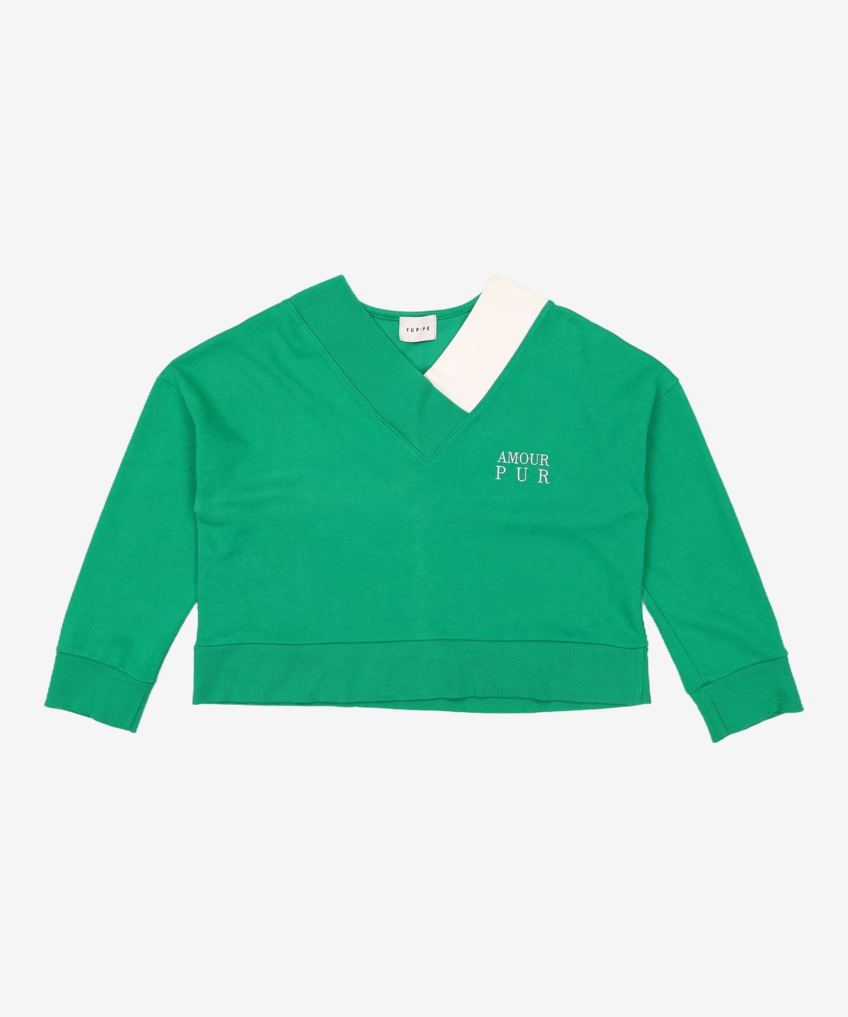 엽페(YUPPE) color neck T-shirts_green FREE