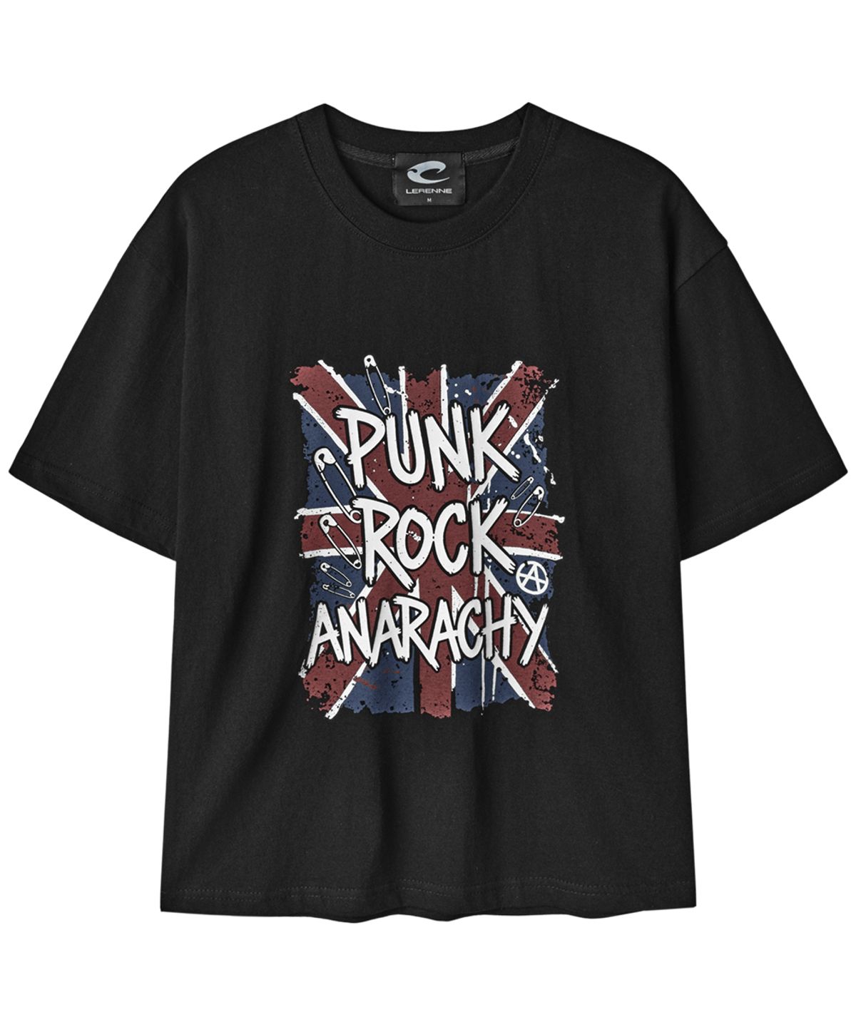 르렌느(LERENNE) Punk British T-Shirt - Black