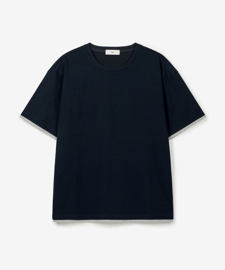 Layered Roll-Up Cropped T-Shirt (Navy) TNTS6E217N2