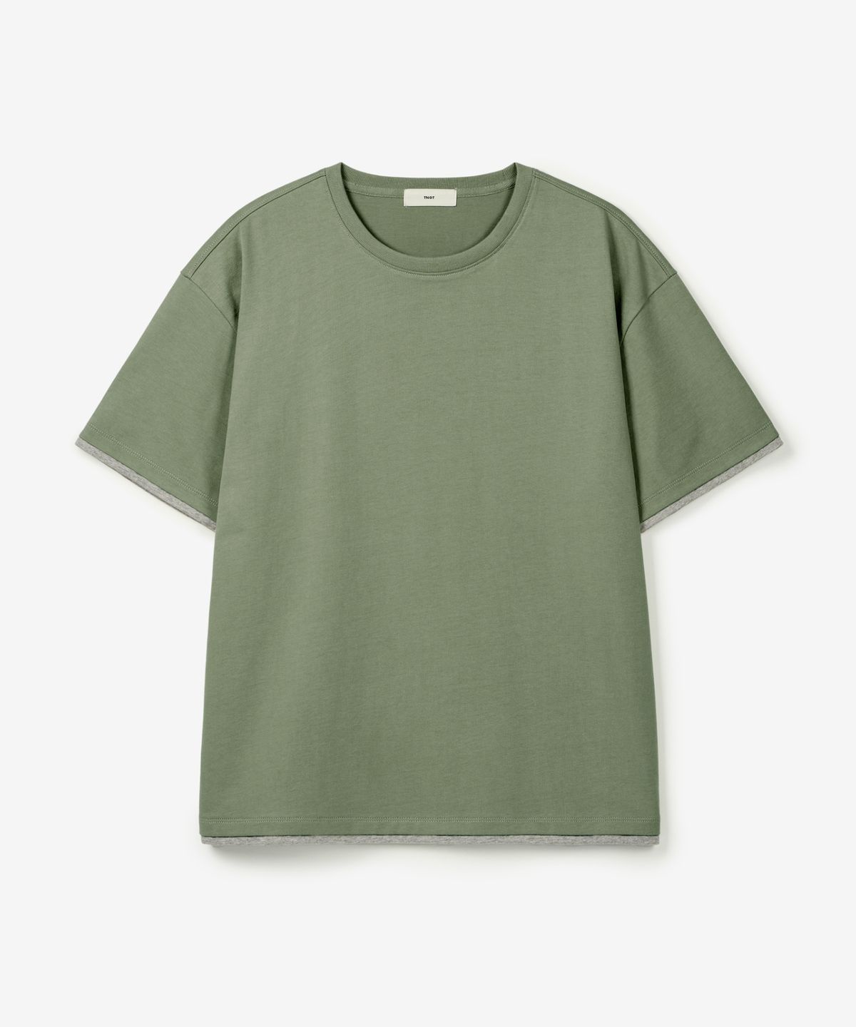 티엔지티(TNGT) W Layered Roll-Up Cropped T-Shirt (Pale Sage) TNTS6E217L2