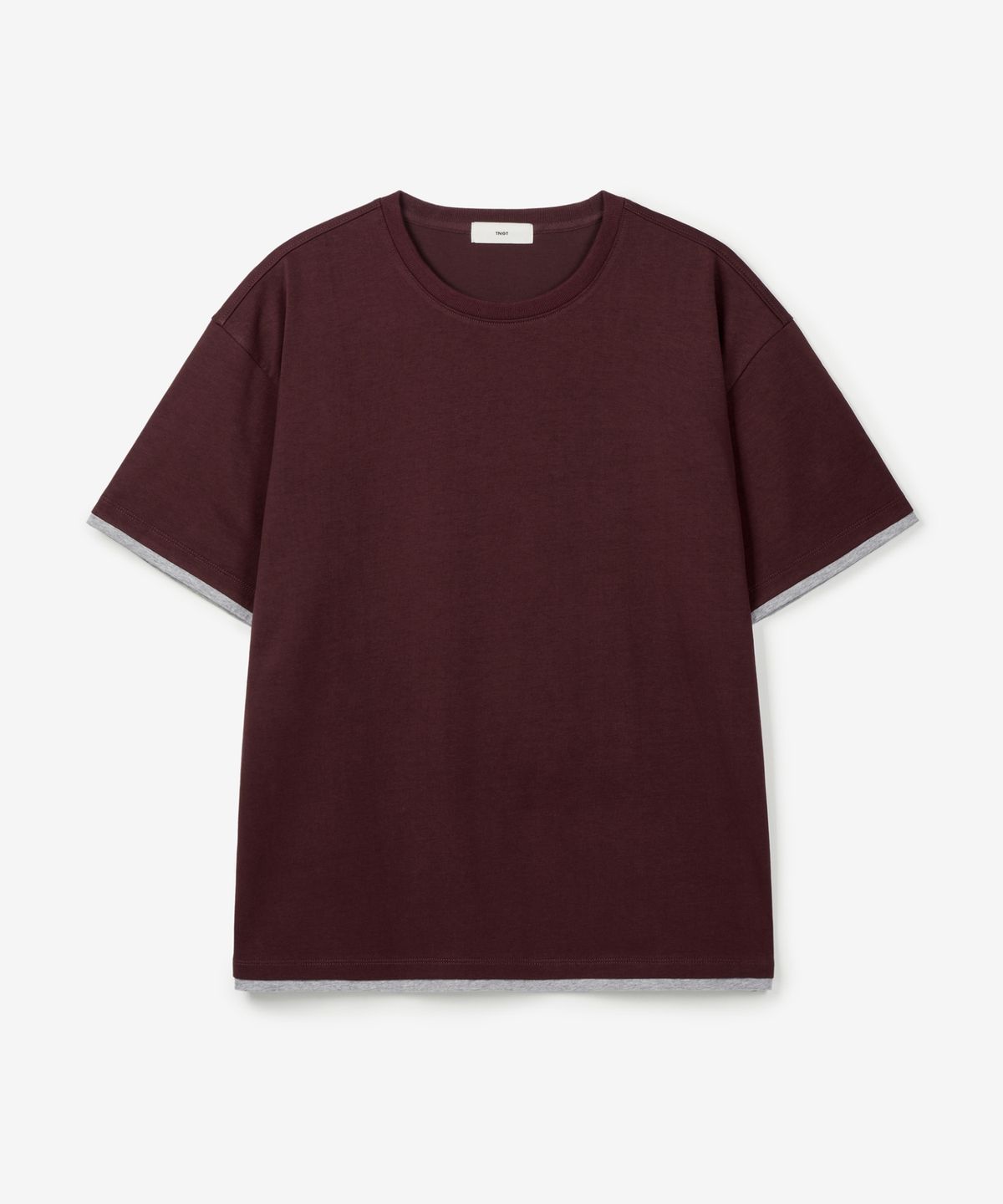 티엔지티 우먼(TNGT WOMAN) W Layered Roll-Up Cropped T-Shirt (Burgundy) TNTS6E217D2