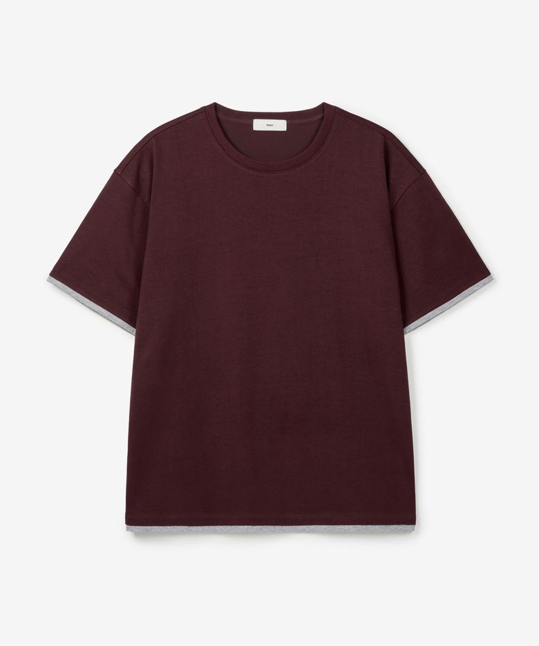 W Layered Roll-Up Cropped T-Shirt (Burgundy) TNTS6E217D2