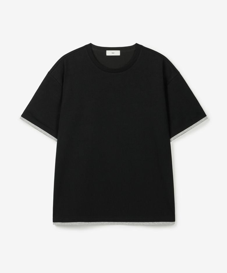 W Layered Roll-Up Cropped T-Shirt (Black) TNTS6E217BK