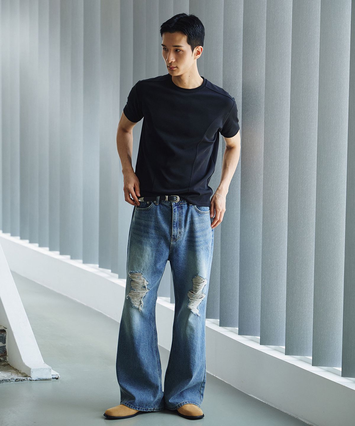 로랑서울(LAURANTSEOUL) Cool curve half t-shirts(Black)