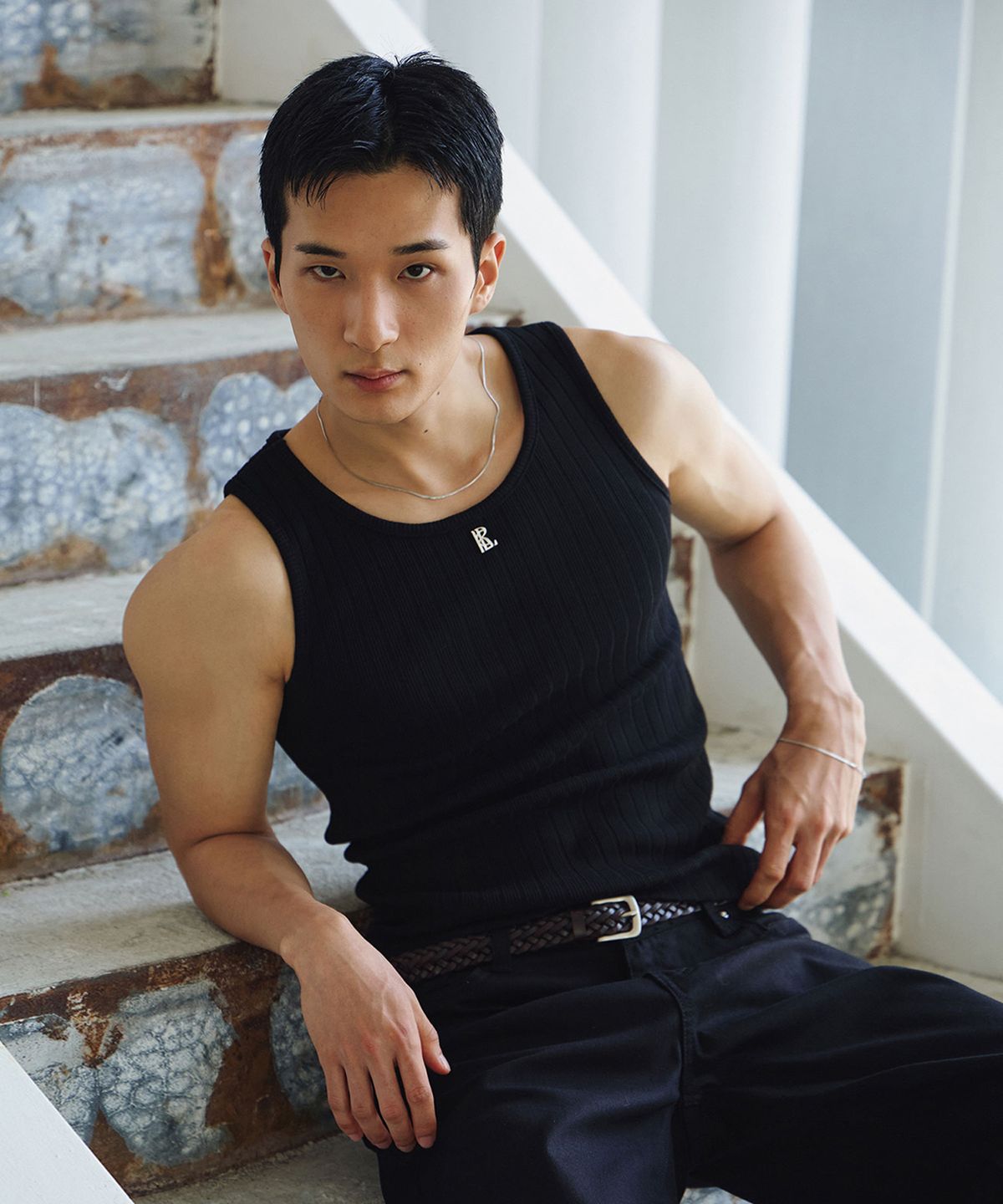 로랑서울(LAURANTSEOUL) High ribbed logo sleeveless(Black)
