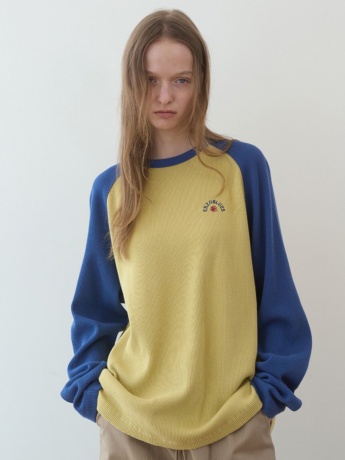 엔조 블루스(ENZO BLUES) 와플 래글런 LST (Dusty Yellow)