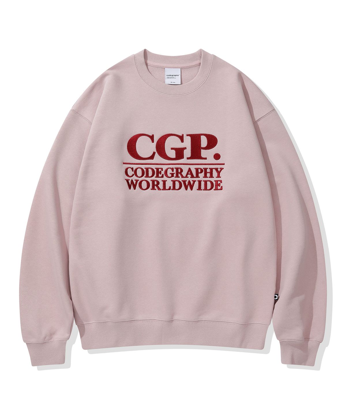 코드그라피(CGP) 스퀘어 로고 맨투맨_라이트핑크