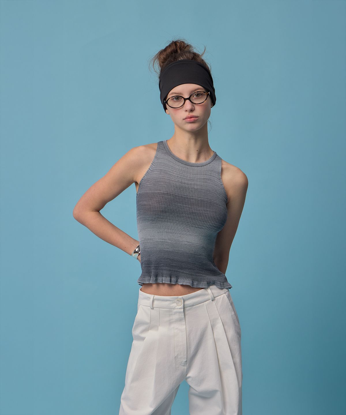 더밀루이(THEMILUI) Gradation Knit Tank  (Stone Gray)
