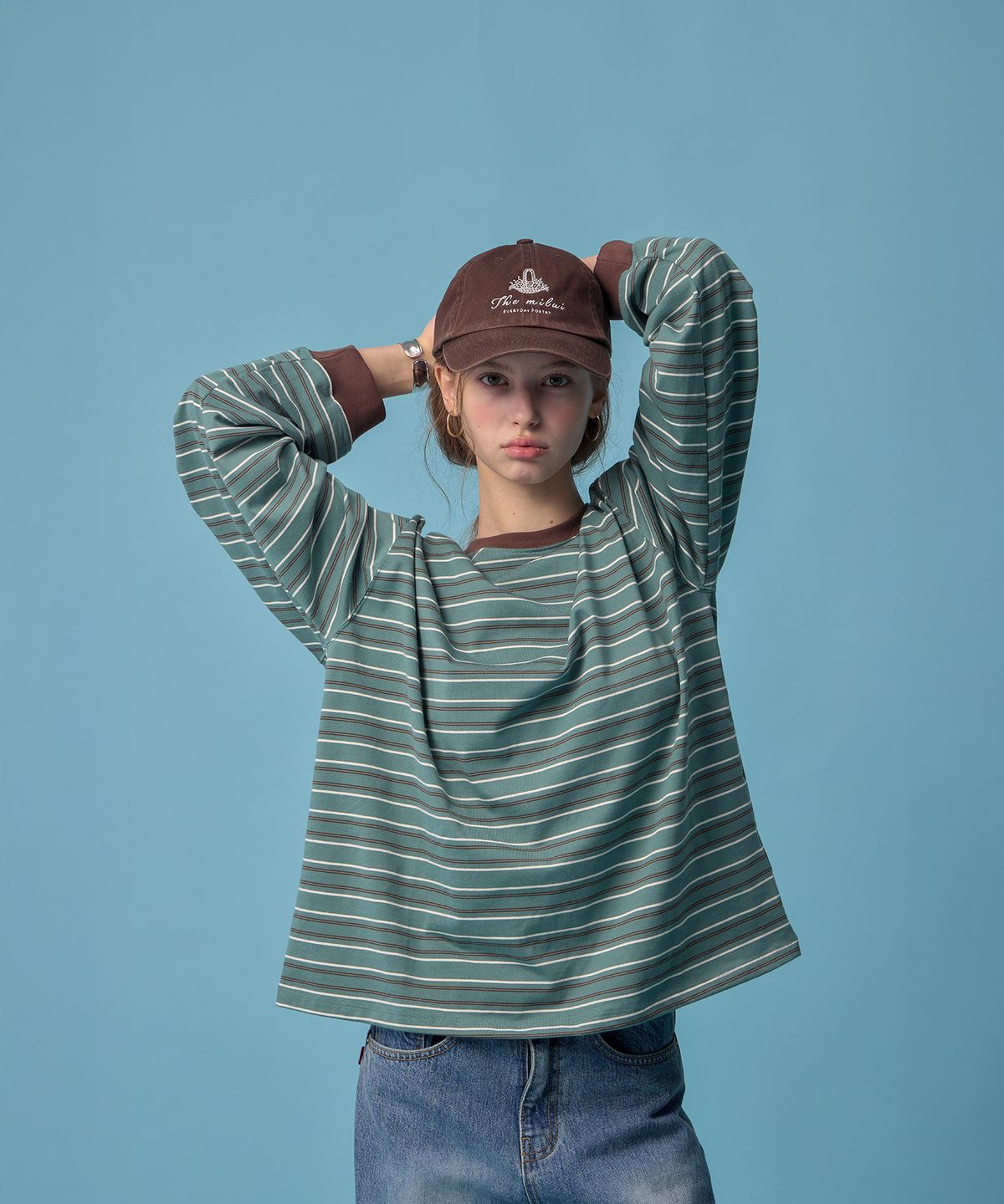 더밀루이(THEMILUI) French Stripe Tee (Forest Mint)
