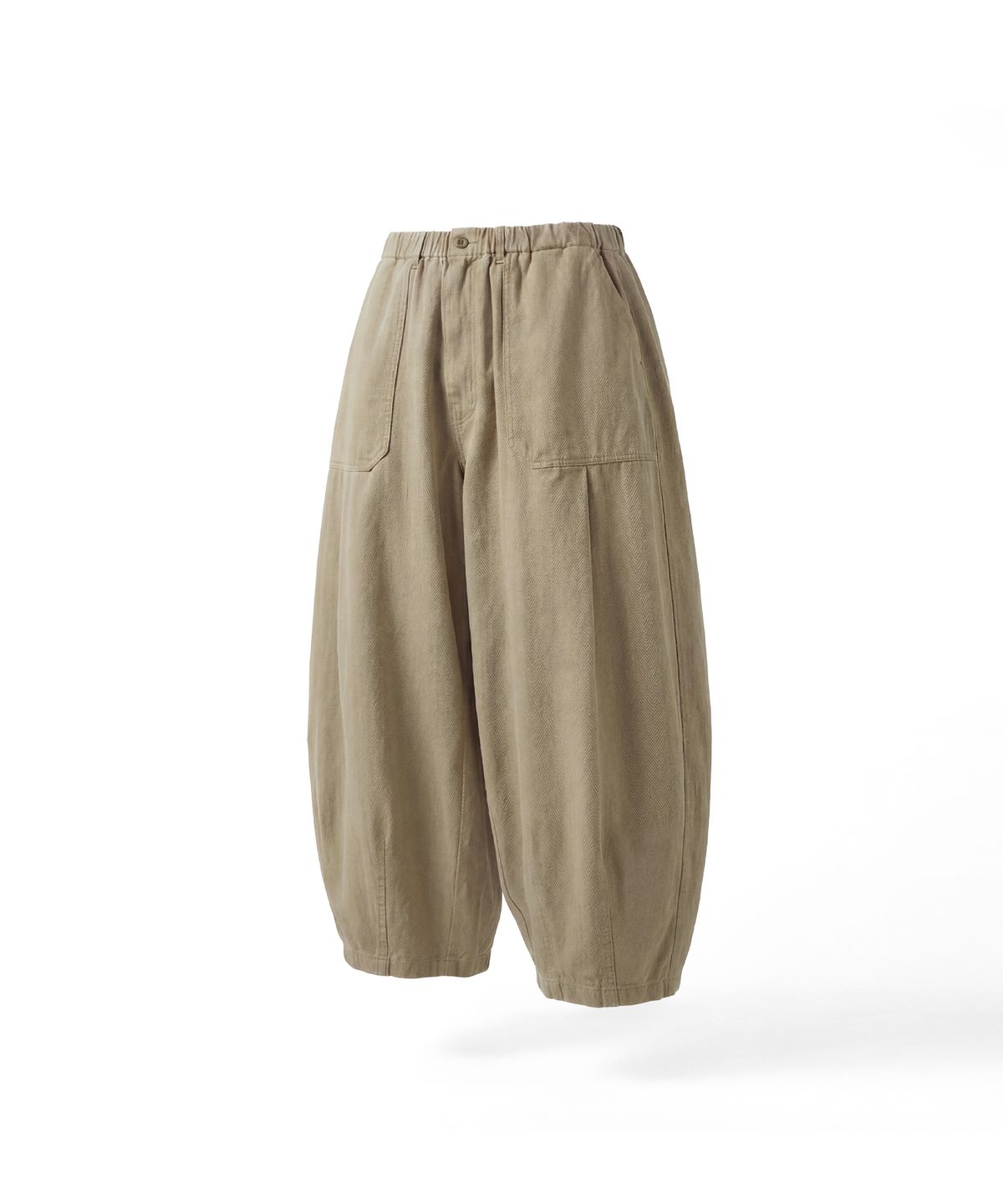 앵글런(ANGLAN) Herringbone Fatigue Balloon Pants - Beige
