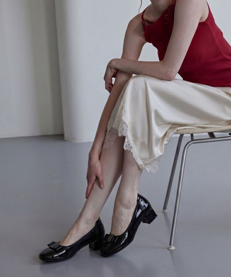 Claud Bow Ribbon Pumps 펌프스 힐 4.5cm -WS9022 (2color)