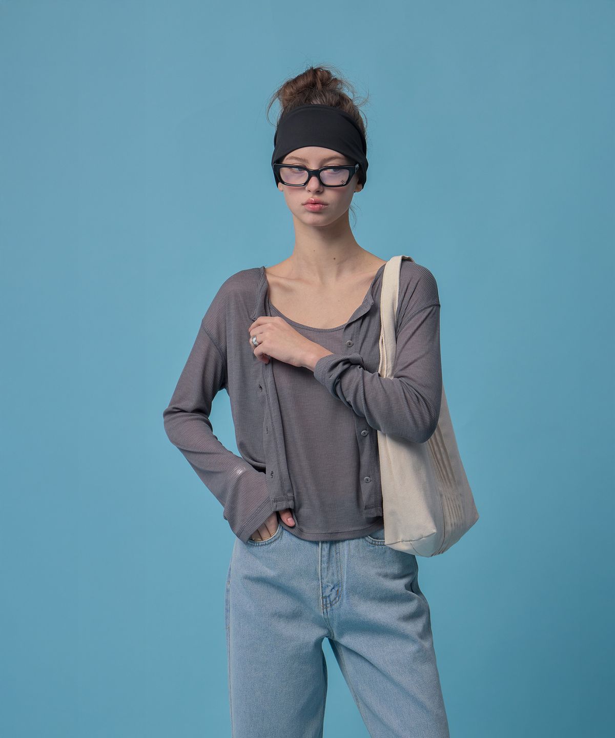 더밀루이(THEMILUI) Tencel Cardigan Set (Charcoal)