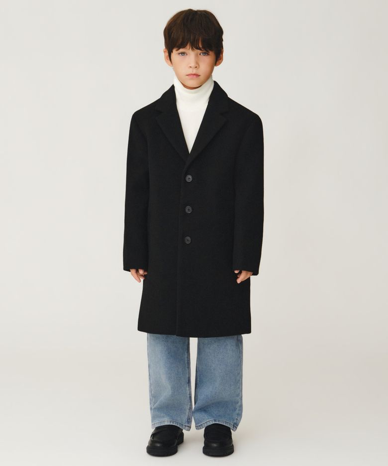 울 블렌드 오버사이즈 싱글 코트 [블랙]