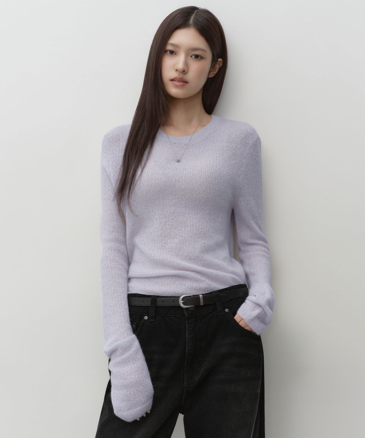 무신사 스탠다드 우먼(MUSINSA STANDARD WOMAN) 우먼즈 시어 텍스처드 크루 넥 니트 [라벤더]