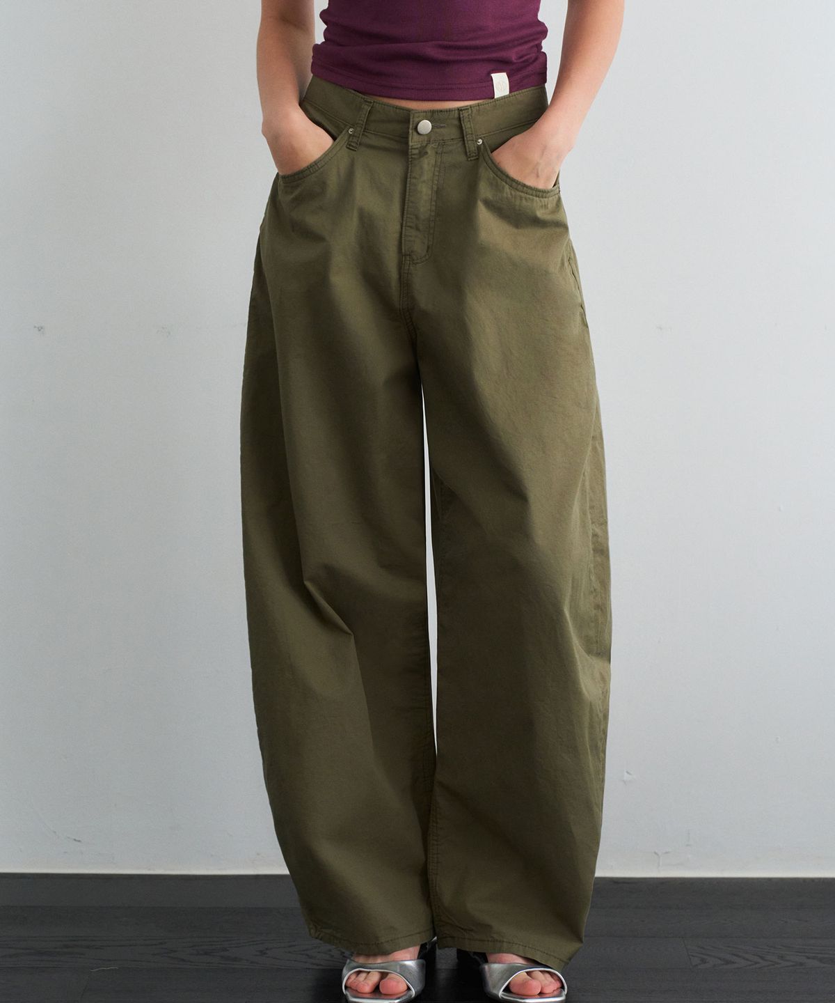 헤인트(HAINT) VELLON CRINKLE BALLOON PANTS 3COL_KHAKI