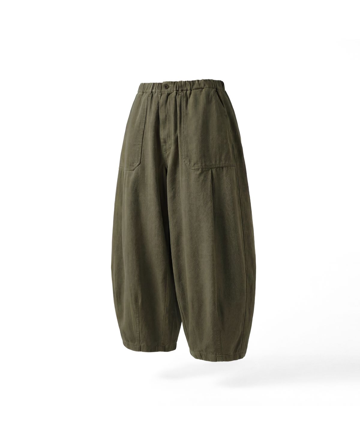 앵글런(ANGLAN) Herringbone Fatigue Balloon Pants - Khaki