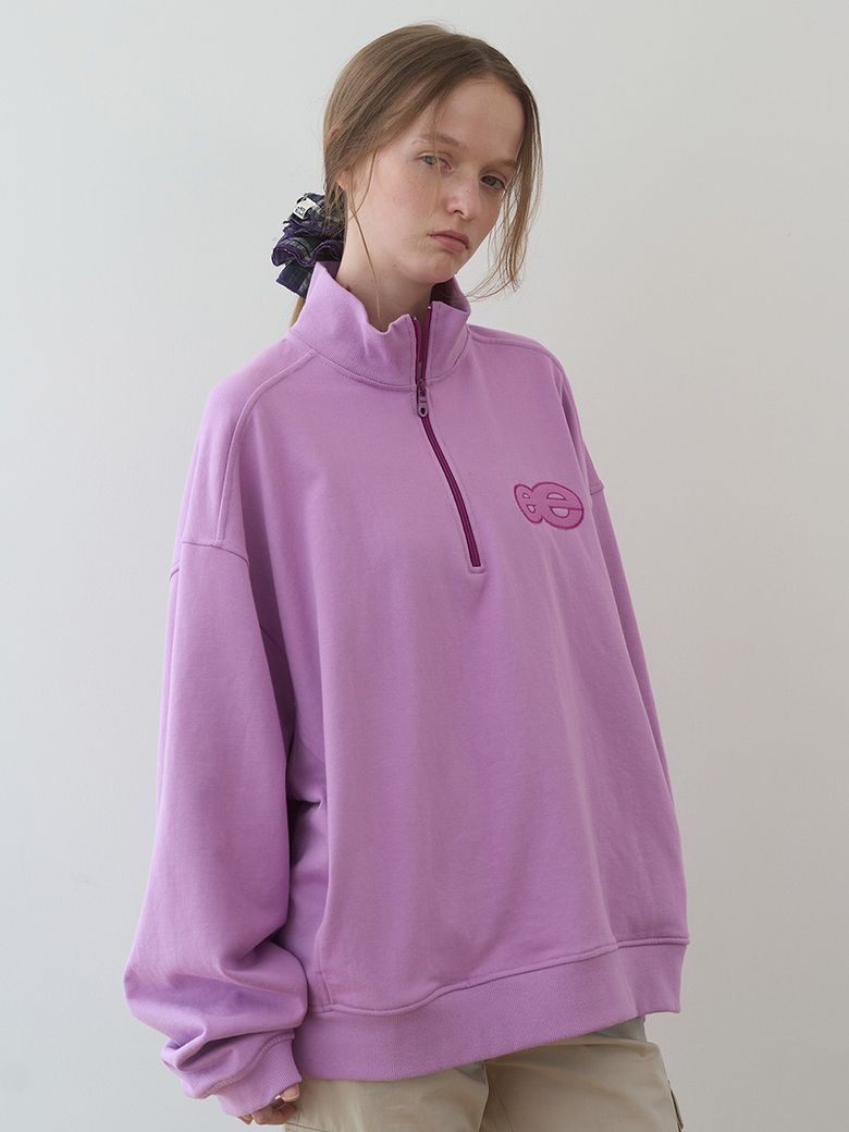 더블 로고 하프 집업 스웻셔츠 (Lavender)