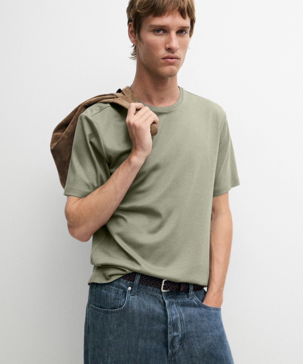 마시모두띠(MASSIMO DUTTI) 코튼 블렌드 반팔 티셔츠
