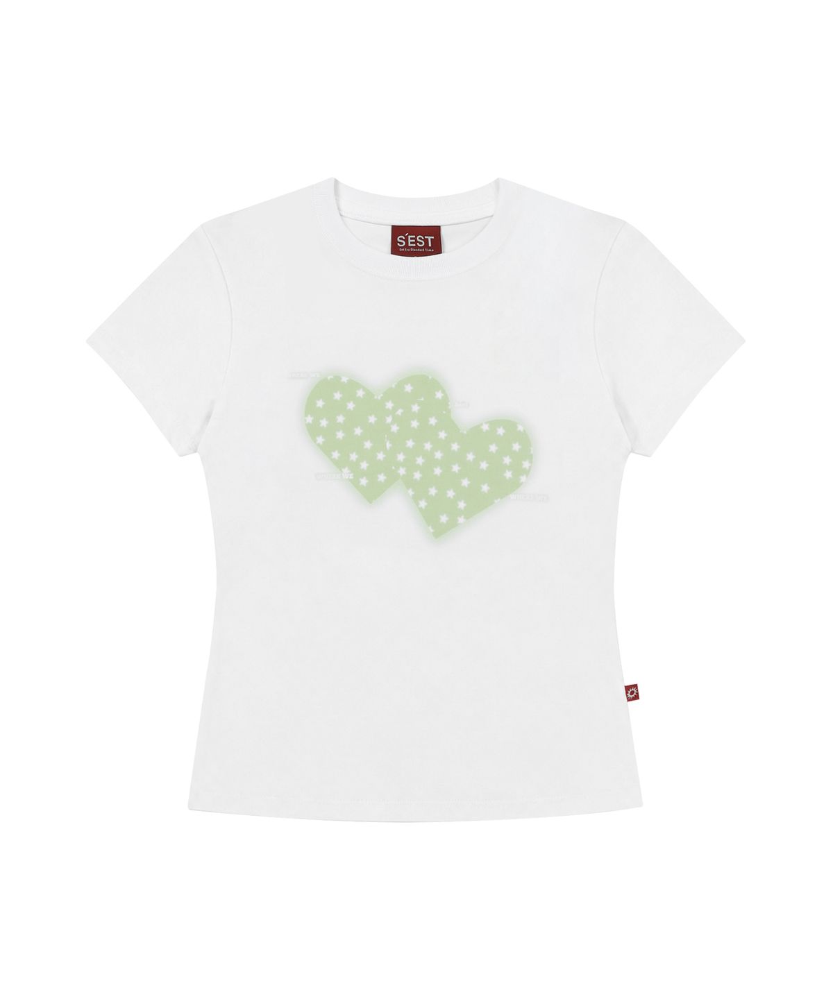 에스이에스티(S'EST) Twin Heart Slim Fit T-shirts White