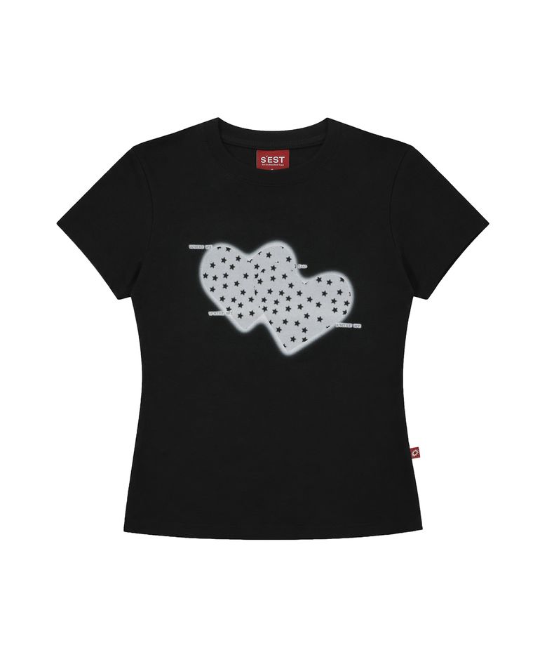 Twin Heart Slim Fit T-shirts Black