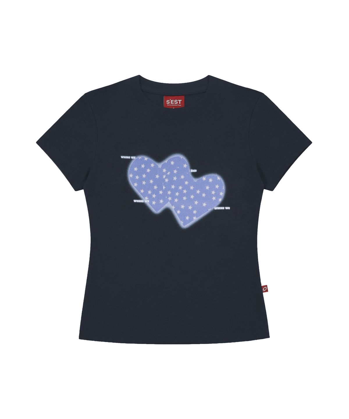 에스이에스티(S'EST) Twin Heart Slim Fit T-shirts Navy