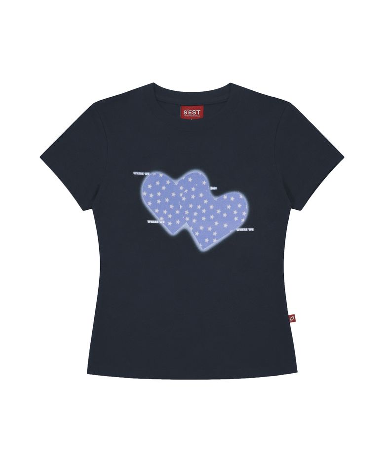 Twin Heart Slim Fit T-shirts Navy